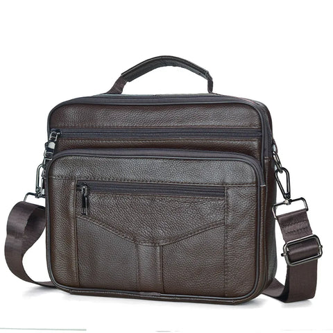 Genuine Leather Men Messenger Bag - Retro Crossbody Bag