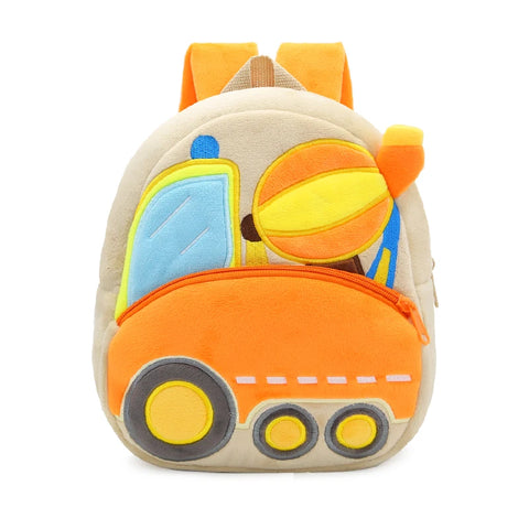 Children's School Bag, 16 Different Work Machine Backpacks, Plush Backpack, Top Selling Excavator Police Car Submarine Crane Backpack Models, Cute Design, Best Gift Idea for 1-4yo boys and girls