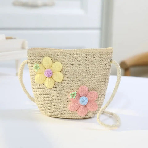 Girls' Shoulder Bag - Straw Braided Woven Bag