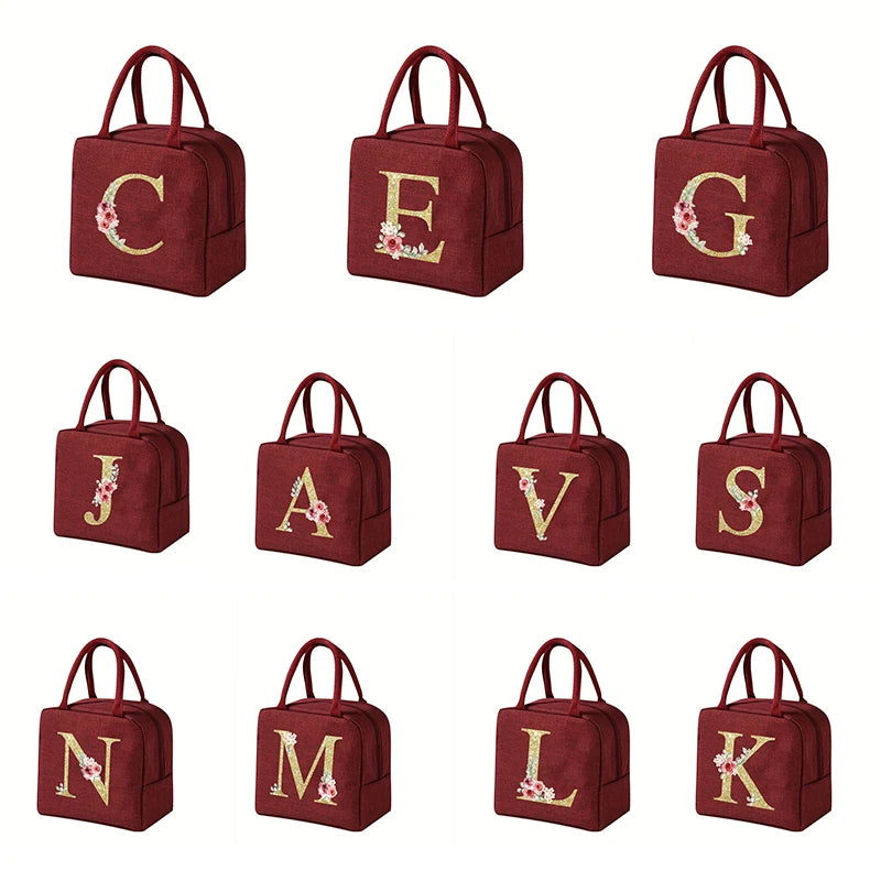 Student Lunch Bag - Letter Written Bento Bag, Teddy Bear, Oxford, Cloth Waterproof Material, Insulated Lunch Box Bag, Office Lunch Bag