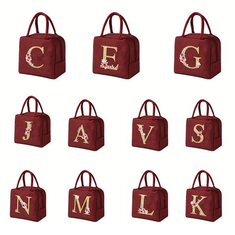 Student Lunch Bag - Letter Written Bento Bag, Teddy Bear, Oxford, Cloth Waterproof Material, Insulated Lunch Box Bag, Office Lunch Bag