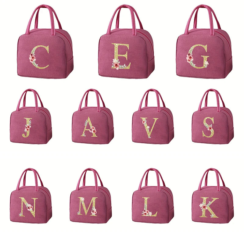 Student Lunch Bag - Letter Written Bento Bag, Teddy Bear, Oxford, Cloth Waterproof Material, Insulated Lunch Box Bag, Office Lunch Bag