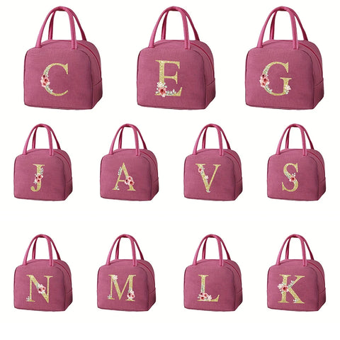 Student Lunch Bag - Letter Written Bento Bag, Teddy Bear, Oxford, Cloth Waterproof Material, Insulated Lunch Box Bag, Office Lunch Bag