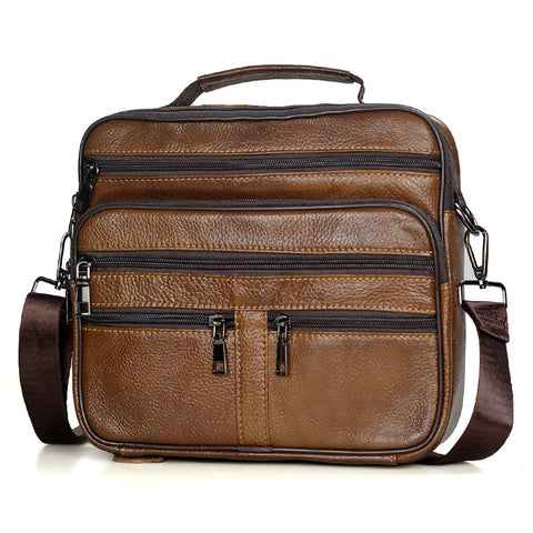 Genuine Leather Men Messenger Bag - Retro Crossbody Bag