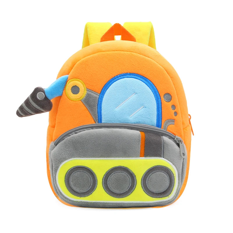 Children's School Bag, 16 Different Work Machine Backpacks, Plush Backpack, Top Selling Excavator Police Car Submarine Crane Backpack Models, Cute Design, Best Gift Idea for 1-4yo boys and girls