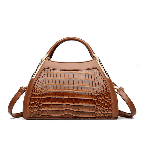 Women's Shoulder Crossbody Handbag - Luxury Crocodile Design 