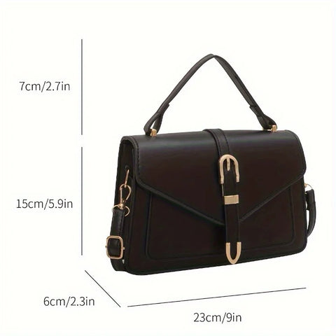 Crossbody Bag with Top Handle and Flap - Minimalist Design