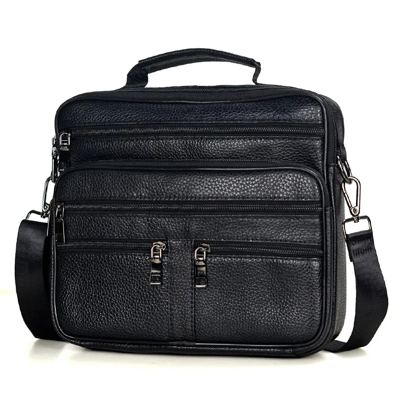 Genuine Leather Men Messenger Bag - Retro Crossbody Bag