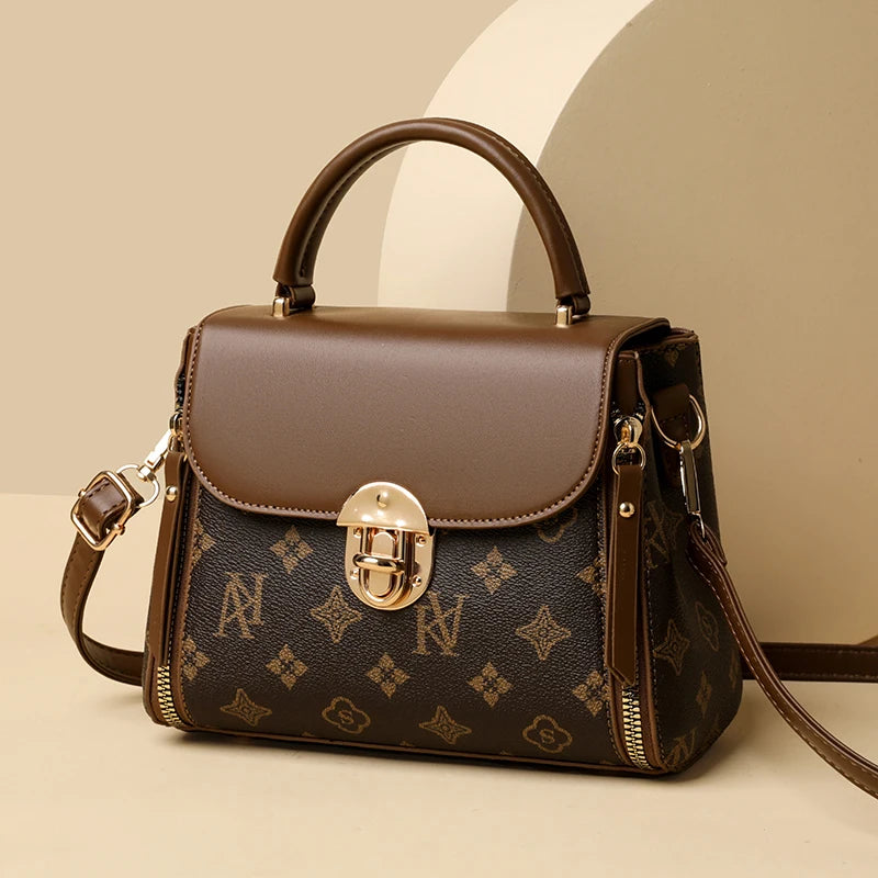 Fashionable Handbag with Locks. Square Crossbody Bag. 