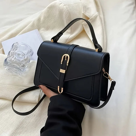 Crossbody Bag with Top Handle and Flap - Minimalist Design