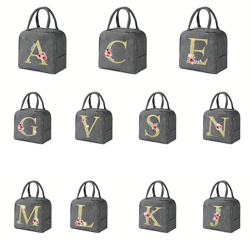 Student Lunch Bag - Letter Written Bento Bag, Teddy Bear, Oxford, Cloth Waterproof Material, Insulated Lunch Box Bag, Office Lunch Bag
