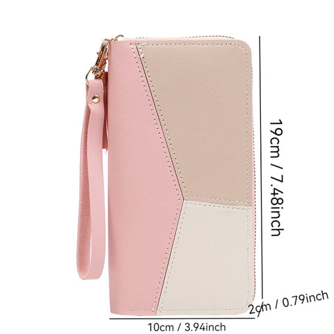 Women's Trendy Wallet with Long Tassel Contrasting Color Zipper Hand-Held Bag Large Capacity Wallet