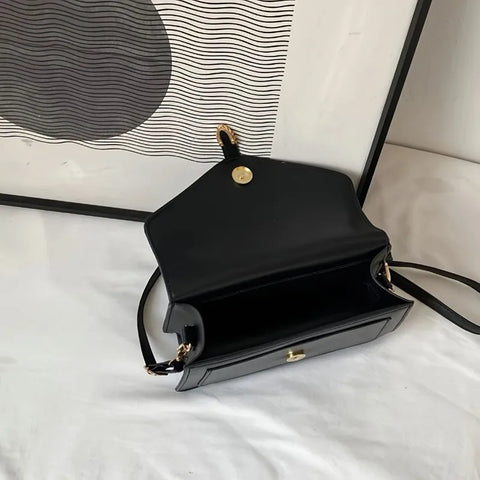 Crossbody Bag with Top Handle and Flap - Minimalist Design