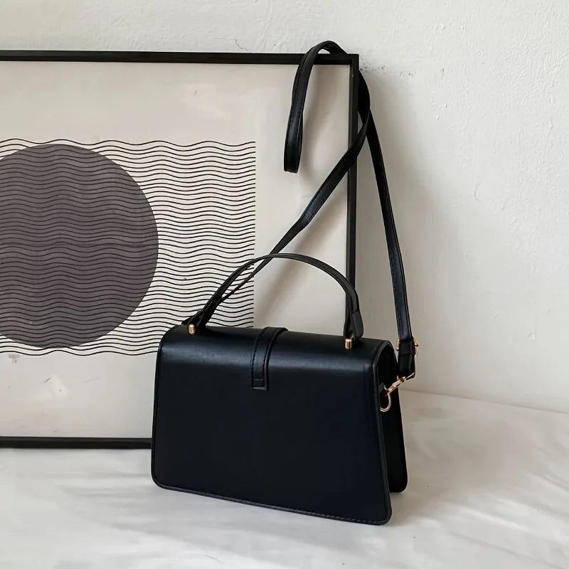 Crossbody Bag with Top Handle and Flap - Minimalist Design