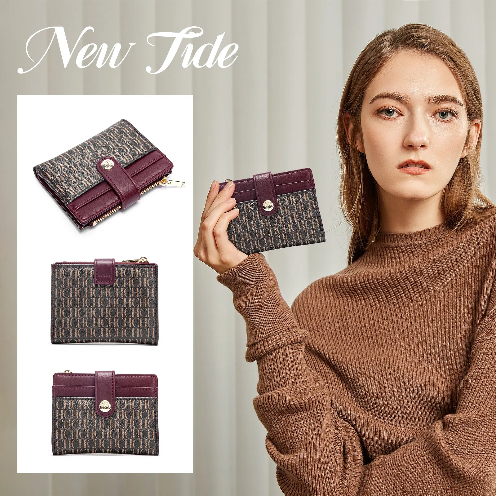 Women Universal Wallet - Fashion Classic Retro, Designer Look, Letter Printed, Portable Card Bag, Wallet