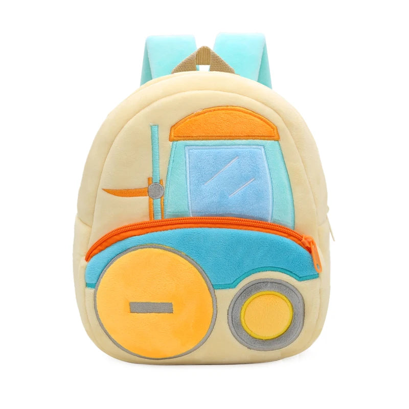 Children's School Bag, 16 Different Work Machine Backpacks, Plush Backpack, Top Selling Excavator Police Car Submarine Crane Backpack Models, Cute Design, Best Gift Idea for 1-4yo boys and girls