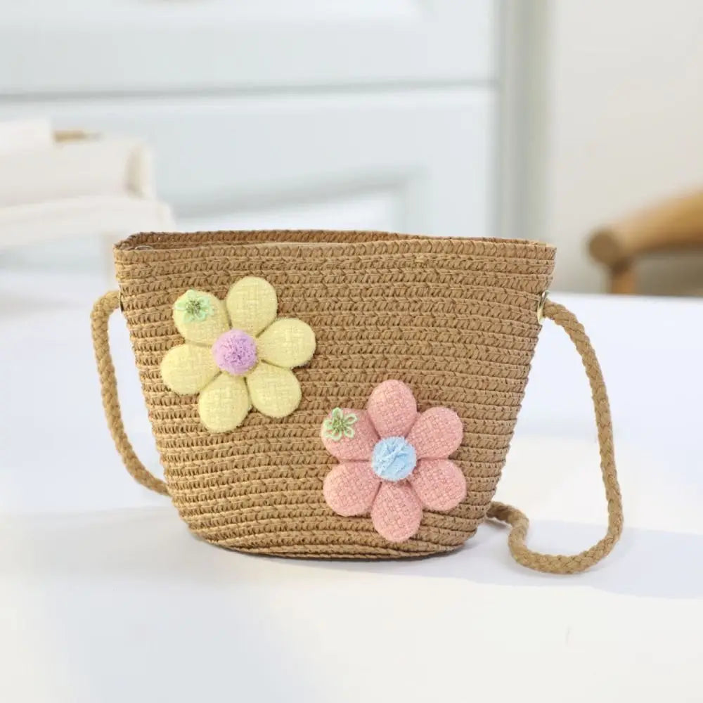 Girls' Shoulder Bag - Straw Braided Woven Bag