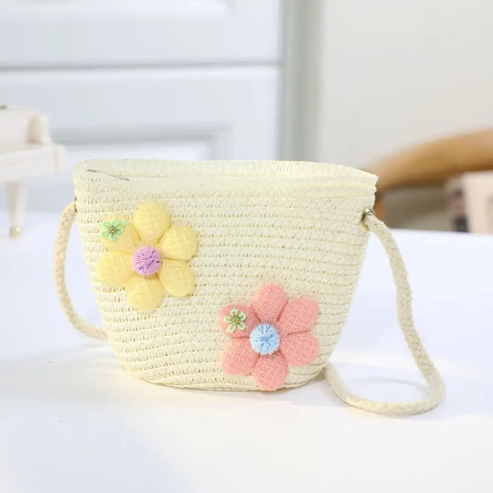 Girls' Shoulder Bag - Straw Braided Woven Bag