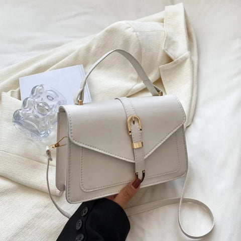 Crossbody Bag with Top Handle and Flap - Minimalist Design