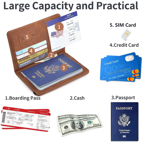 Passport Holder for Travel Essentials Passport Wallet Cover Case for Travel Accessories, Passport Book Holders for Women and Men