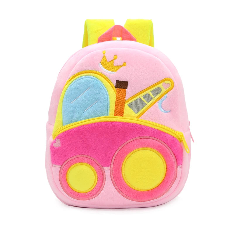 Children's School Bag, 16 Different Work Machine Backpacks, Plush Backpack, Top Selling Excavator Police Car Submarine Crane Backpack Models, Cute Design, Best Gift Idea for 1-4yo boys and girls