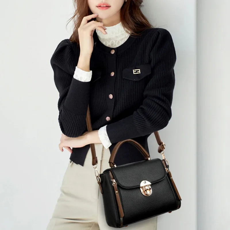 Ladies' tote bag with lock - Elegant design crossbody urban bag 