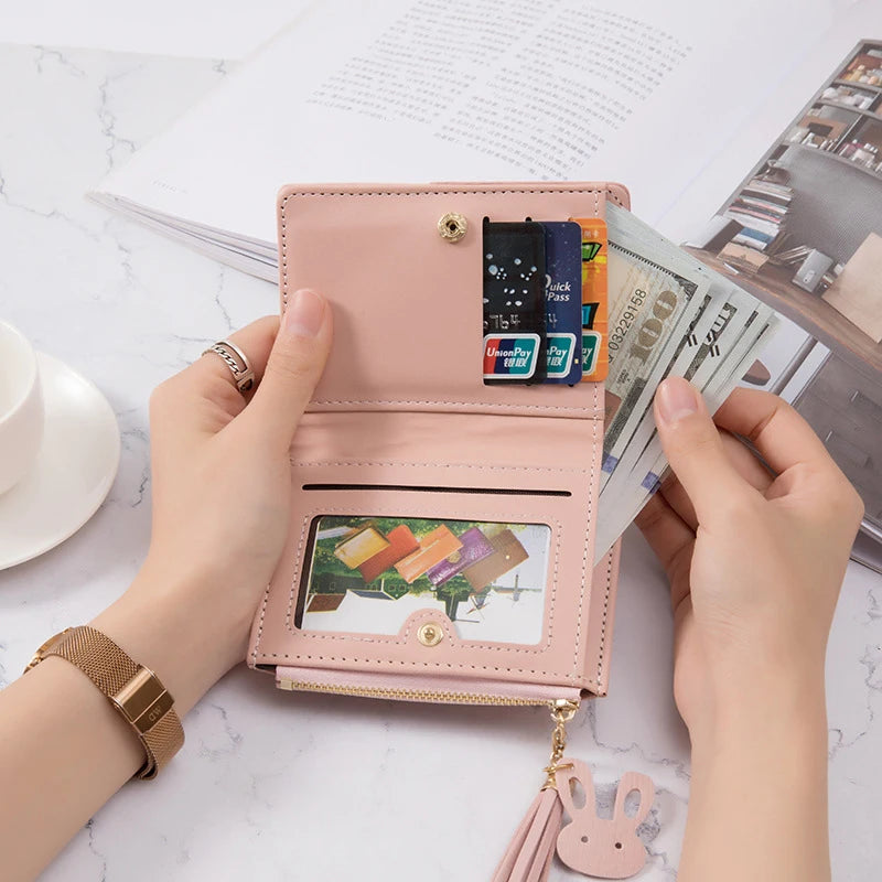 Women's Wallet - PU Leather Ladies Wallet Purses Card Holder Foldable Portable Coin purses for schoolgirls