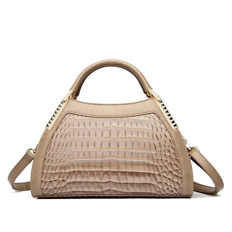 Women's Shoulder Crossbody Handbag - Luxury Crocodile Design 