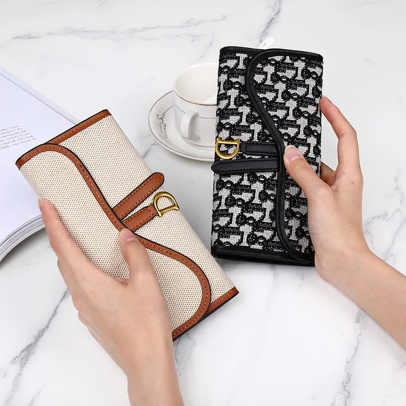 Women's Retro Long Wallet - Large Capacity D-Buckle