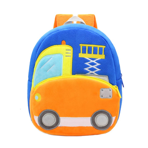 Children's School Bag, 16 Different Work Machine Backpacks, Plush Backpack, Top Selling Excavator Police Car Submarine Crane Backpack Models, Cute Design, Best Gift Idea for 1-4yo boys and girls