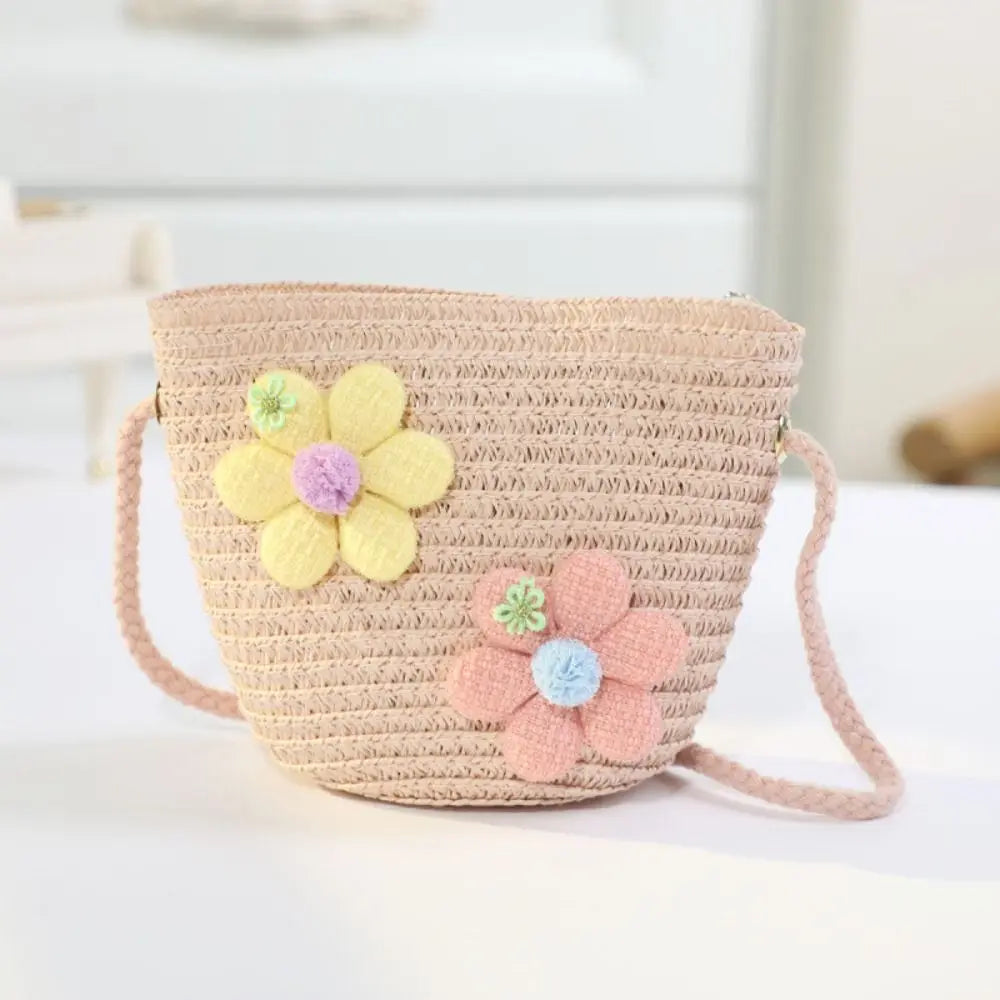 Girls' Shoulder Bag - Straw Braided Woven Bag