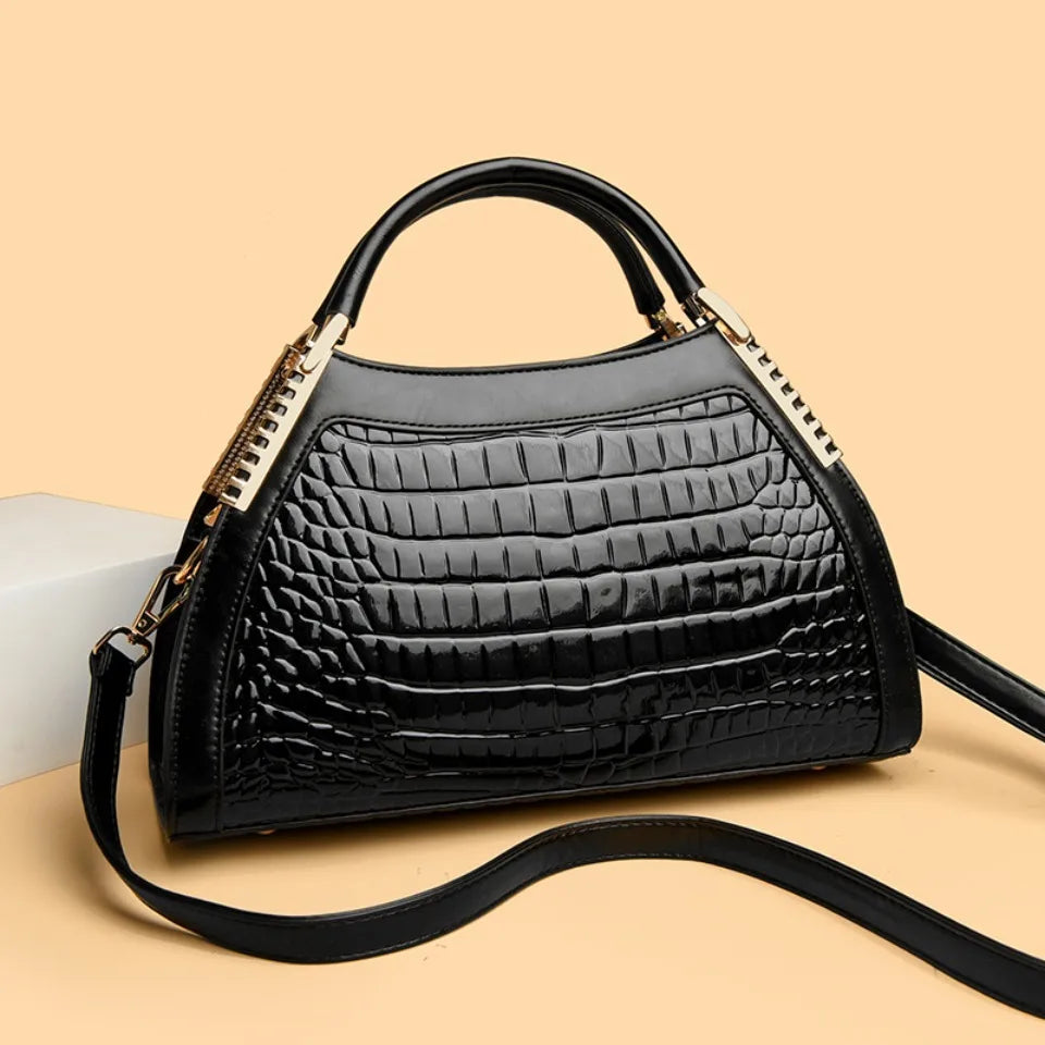 Women's Shoulder Crossbody Handbag - Luxury Crocodile Design 