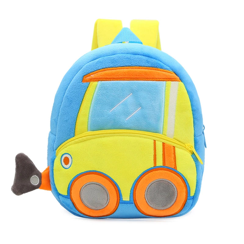 Children's School Bag, 16 Different Work Machine Backpacks, Plush Backpack, Top Selling Excavator Police Car Submarine Crane Backpack Models, Cute Design, Best Gift Idea for 1-4yo boys and girls