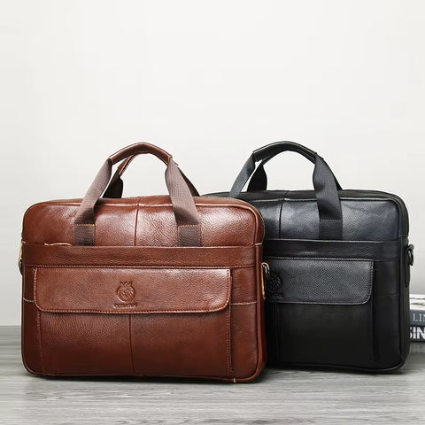 2025 Genuine Leather Briefcase for Men Briefcase Bag 15.6 Inch Laptop Business Bag Office Use