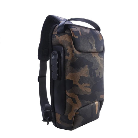 MEN'S USB Crossbody Bag Anti-Theft Shoulder Bags Waterproof Multifunction Short Travel Messenger Chest Pack