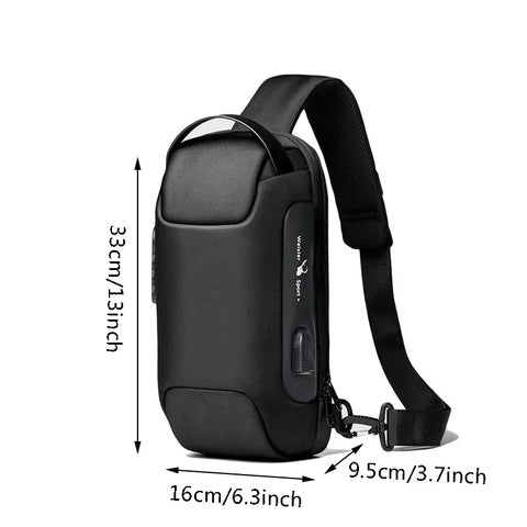 MEN'S USB Crossbody Bag Anti-Theft Shoulder Bags Waterproof Multifunction Short Travel Messenger Chest Pack