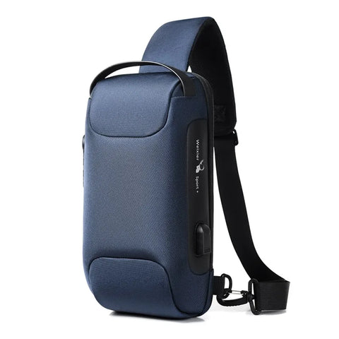 MEN'S USB Crossbody Bag Anti-Theft Shoulder Bags Waterproof Multifunction Short Travel Messenger Chest Pack