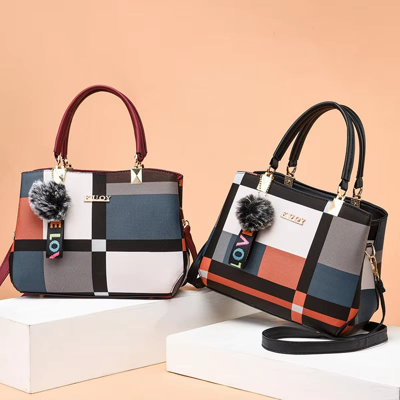 Ladies Handbag Elegant Designer Look PU Leather Crossbody Bag Shoulder Bag Top-Hand Tote Bag