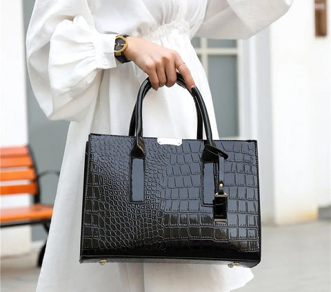 Ladies Handbag - Crocodile Print