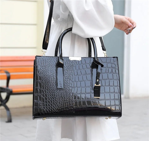 Ladies Handbag - Crocodile Print