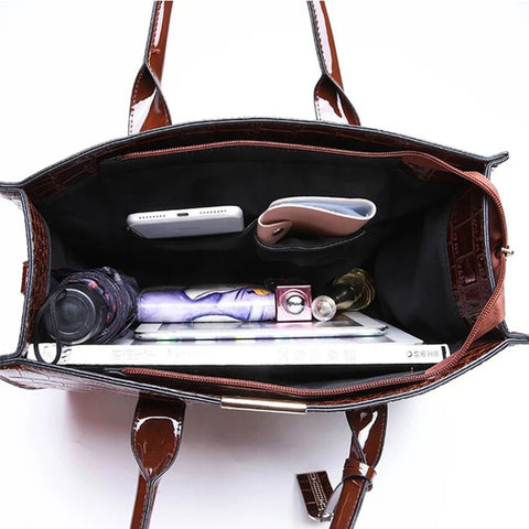 Ladies Handbag - Crocodile Print