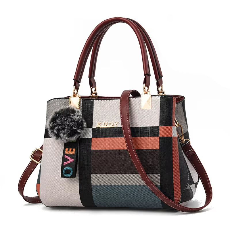 Ladies Handbag Elegant Designer Look PU Leather Crossbody Bag Shoulder Bag Top-Hand Tote Bag