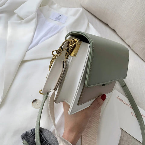 Crossbody Bag - Shoulder Flap Bag with Contrast Color