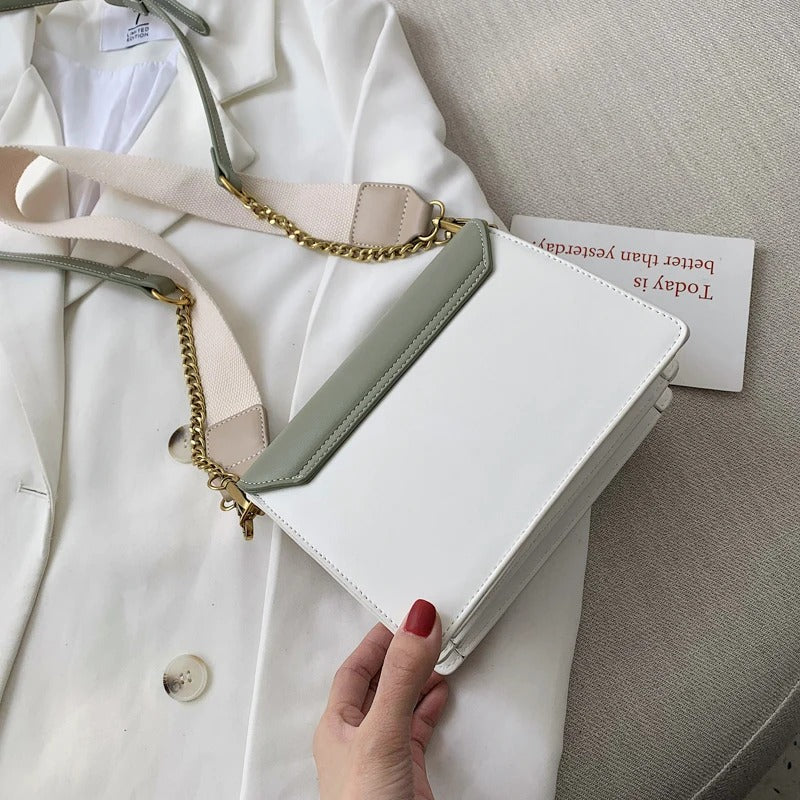 Crossbody Bag - Shoulder Flap Bag with Contrast Color