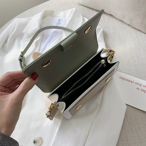 Crossbody Bag - Shoulder Flap Bag with Contrast Color