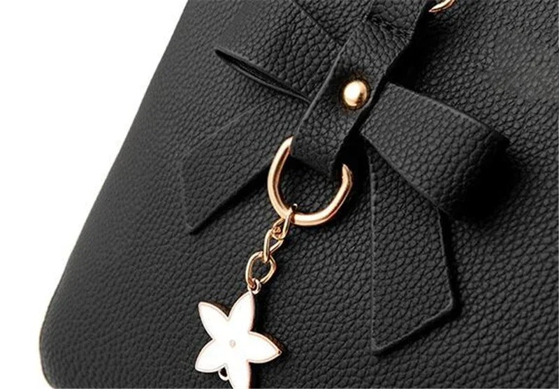 Top Handle Bag - Tote Bag with Flower Pendant