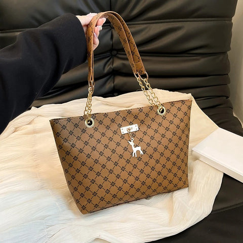 Shoulder Bag - with Chain Leather Strap & Bambi Charm