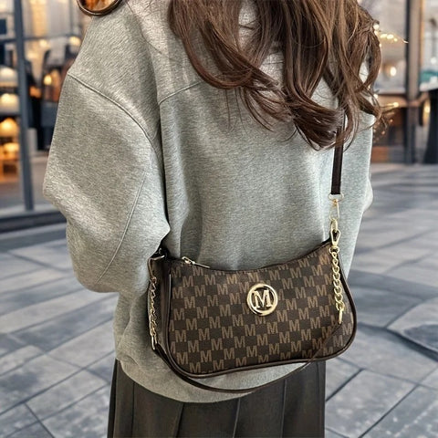 Crossbody Handbag - Vintage Style with Letter M Initial