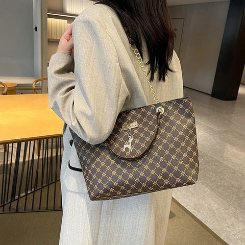 Shoulder Bag - with Chain Leather Strap & Bambi Charm