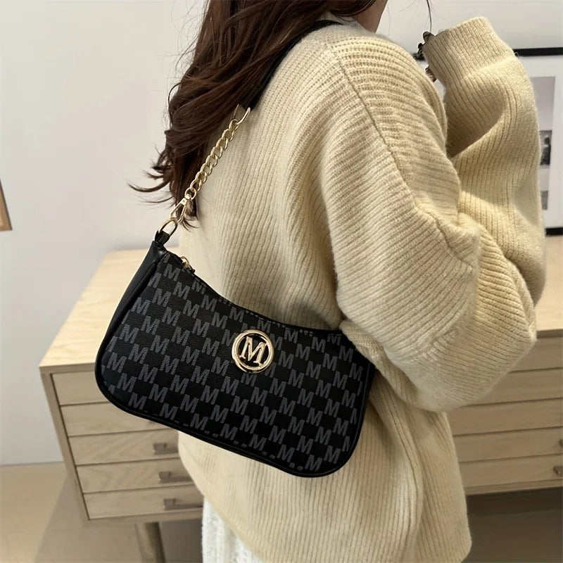Crossbody Handbag - Vintage Style with Letter M Initial